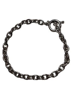 Vintage Cable Chain Link Bracelet Silver Tone Toggle Clasp Minimalist  Jewelry